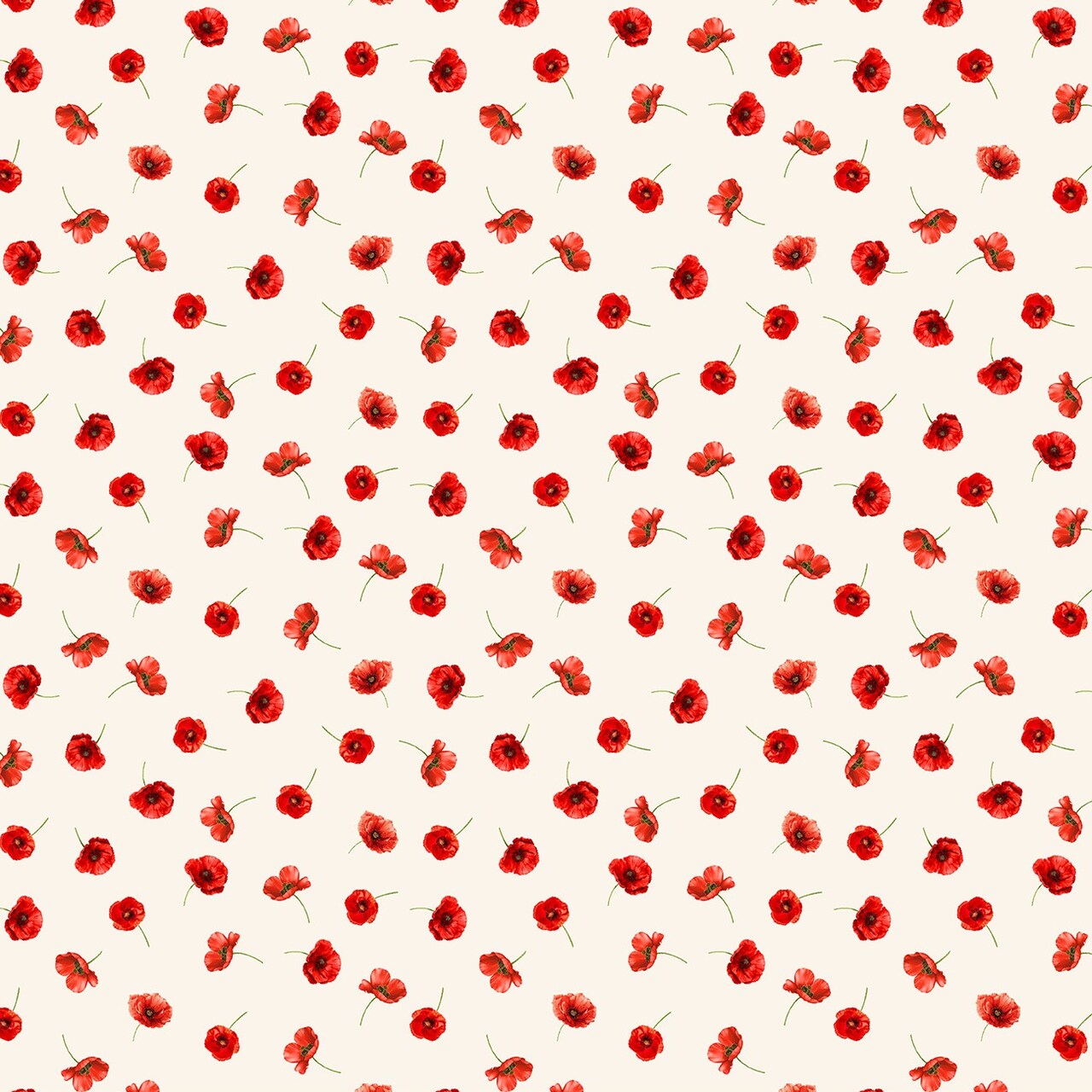 Fabric Timeless Treasures Cream Tossed Poppies Poppy Passion by the Quarter Yard CD3809-CREAM